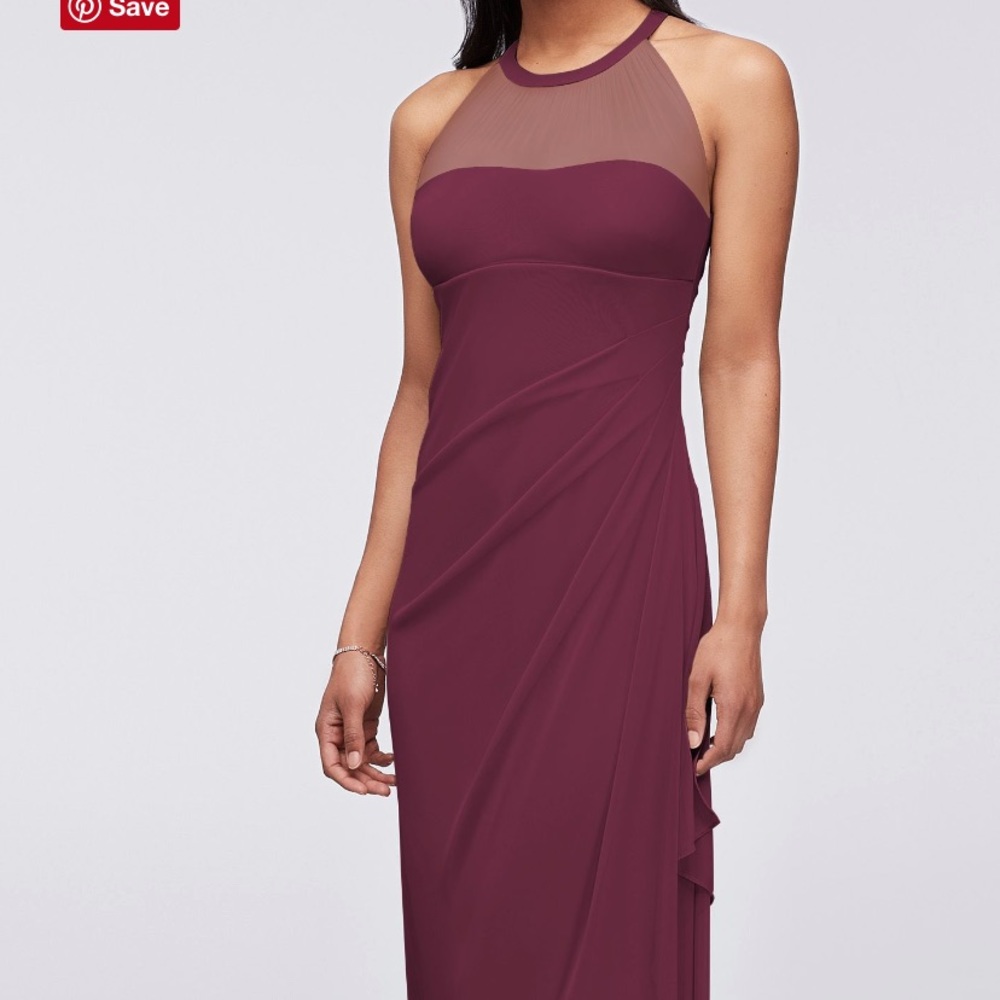 David’s Bridal wine bridesmaid dress